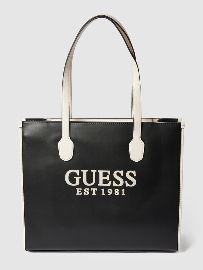 Lua Guess Handtasche Schwarz Silber Guess Tote Bag In Leder