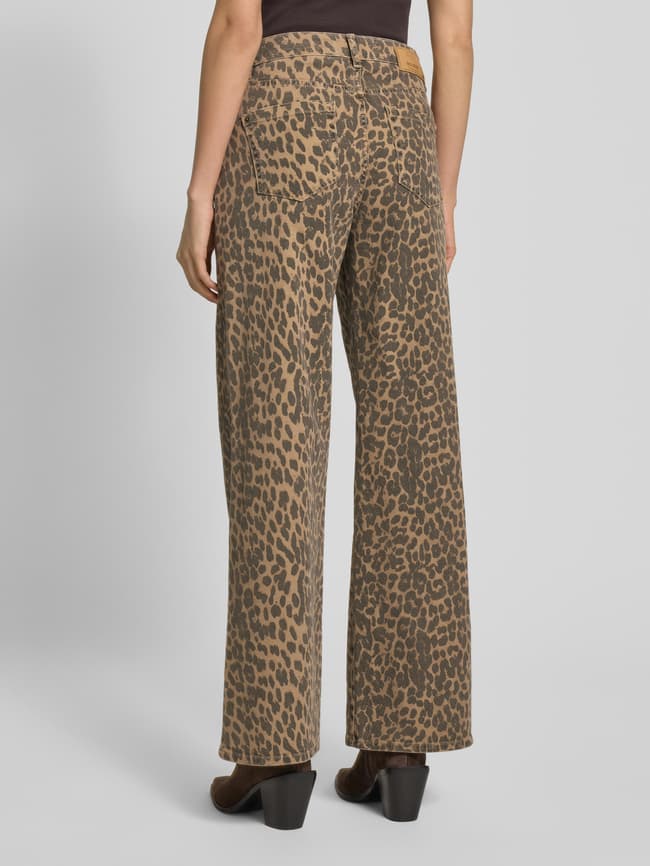 MOS MOSH Wide fit jeans met dierenprint, model 'Dara Leo Pants' in