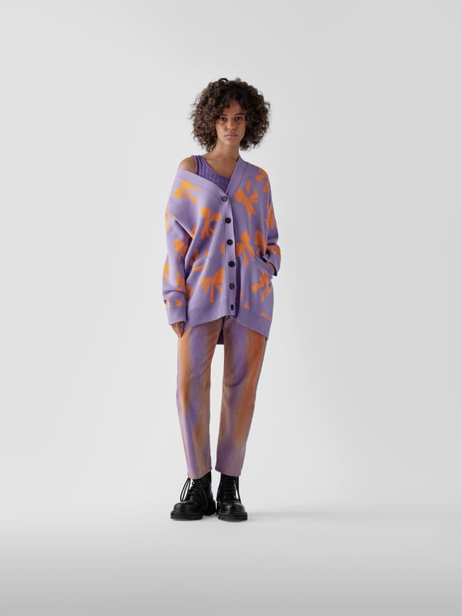 MSGM Strickjacke mit Allover-Muster (flieder) online kaufen