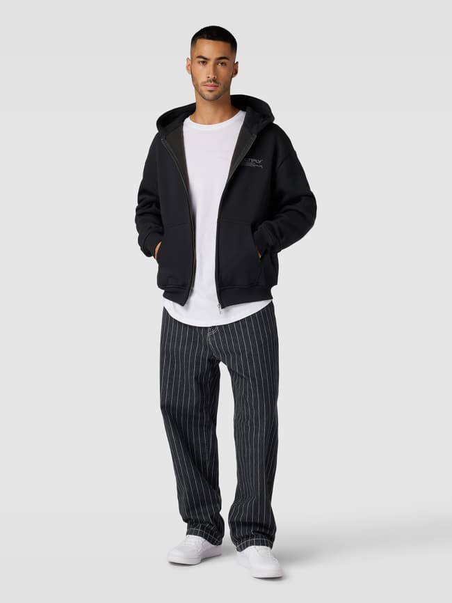 Multiply Apparel Oversized Sweatjacke mit Label-Print (black 