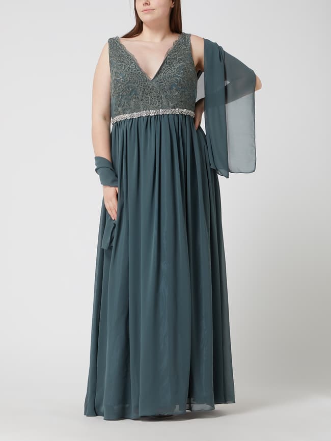 My Mascara Curves PLUS SIZE Abendkleid aus Tüll und Chiffon (gruen  