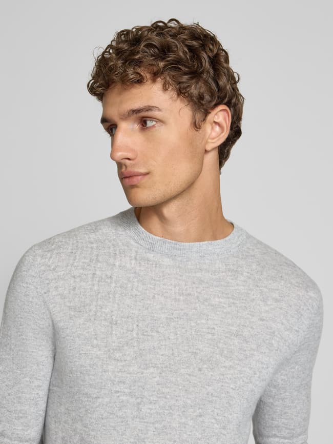 Christian Berg Men Strickpullover aus Wolle-Kaschmir-Mix (hellgrau