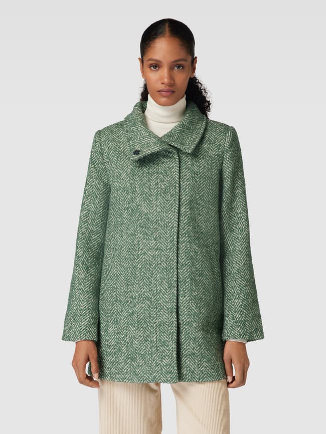 Zero Kurzmantel mit Fischgrat-Dessin und verdecktem Reißverschluss