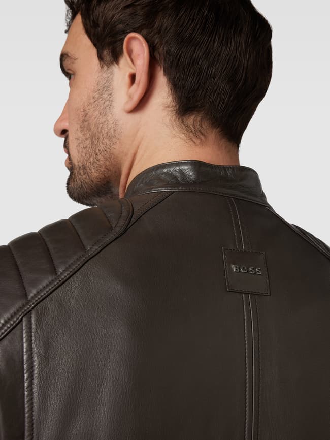 BOSS Orange Lederjacke mit Reißverschluss Modell 'Jolur