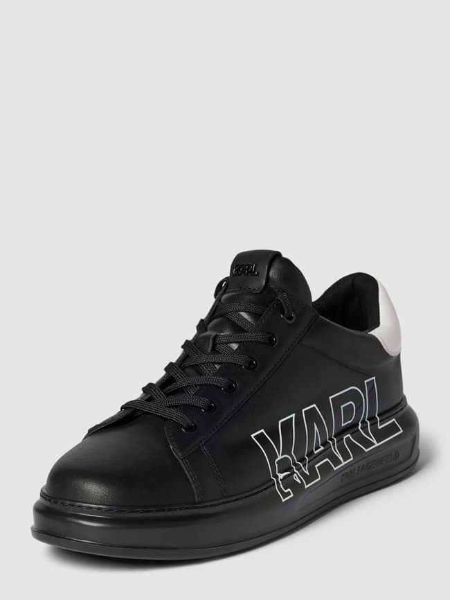 Karl Lagerfeld Sneaker aus Leder mit Label-Print (black) online kaufen