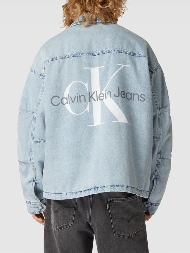 Calvin Klein Jeans Oversized Jeansjacke mit Label-Print (jeansblau