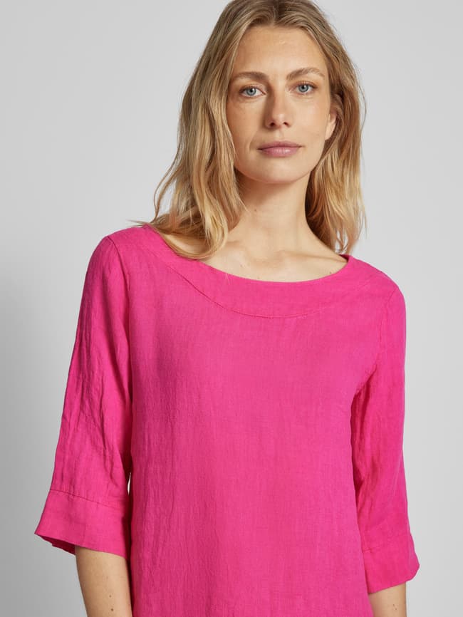 ZABAIONE Knielange linnen jurk met boothals, model 'Le44tizia' in