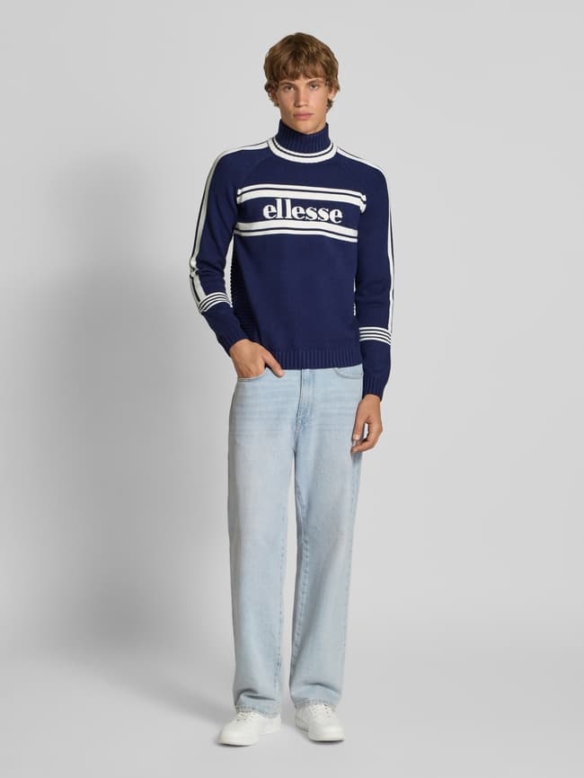 Ellesse Strickpullover mit Stehkragen Modell 'PELLINI' (dunkelblau