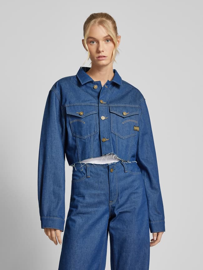 G-Star Raw Cropped Jeansjacke mit Fransen (dunkelblau) online kaufen