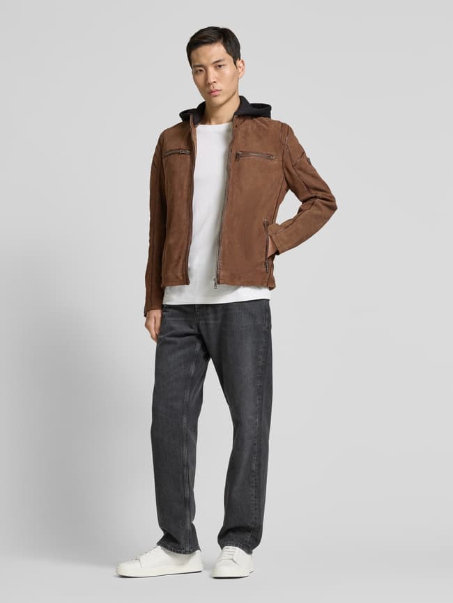 Gipsy Lederjacke mit Kapuze Modell 'Jalon' (taupe) online kaufen