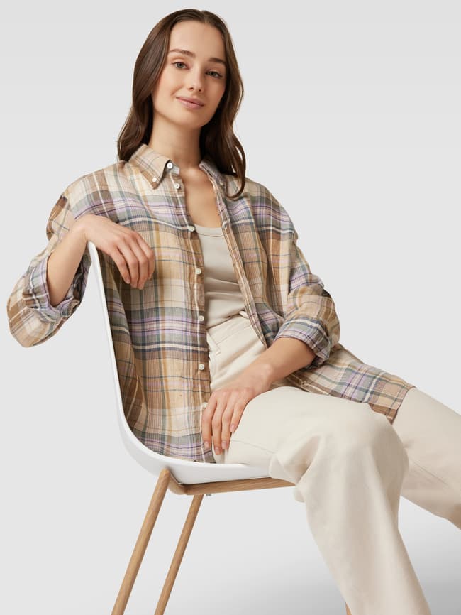 Polo Ralph Lauren Bluse aus Leinen mit verlängertem Rücken (beige) online  kaufen