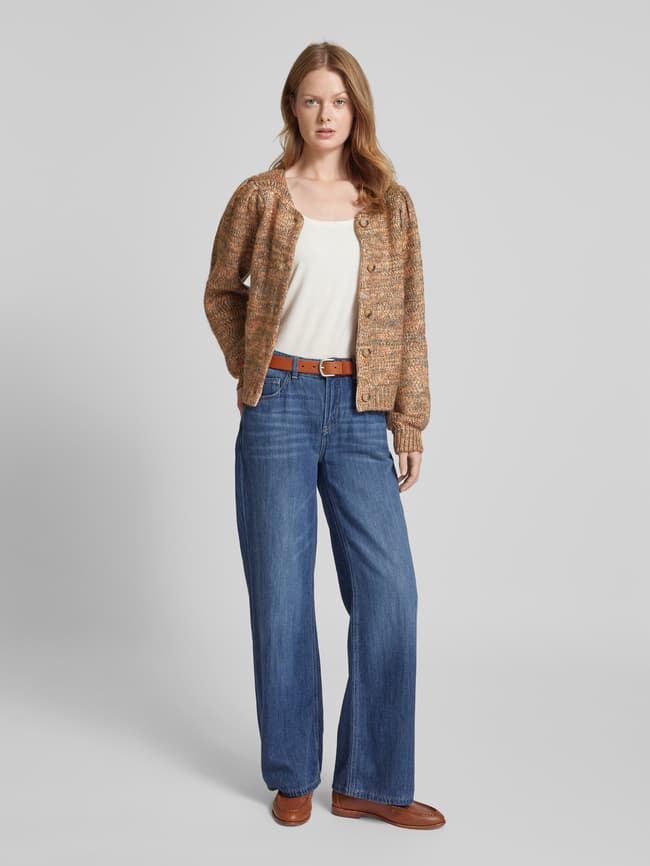 ICHI Strickjacke mit Knopfleiste Modell 'ALLIAS' (mittelbraun mel