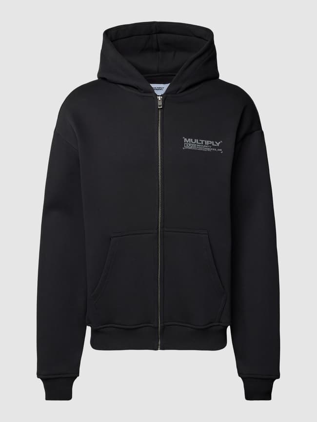Multiply Apparel Oversized Sweatjacke mit Label-Print (black  