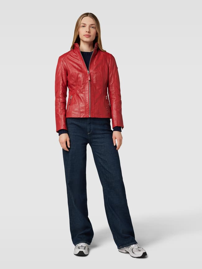 Cabrini Biker Lederjacke Damen Rot Comma Lederjacke Rot Cabrini