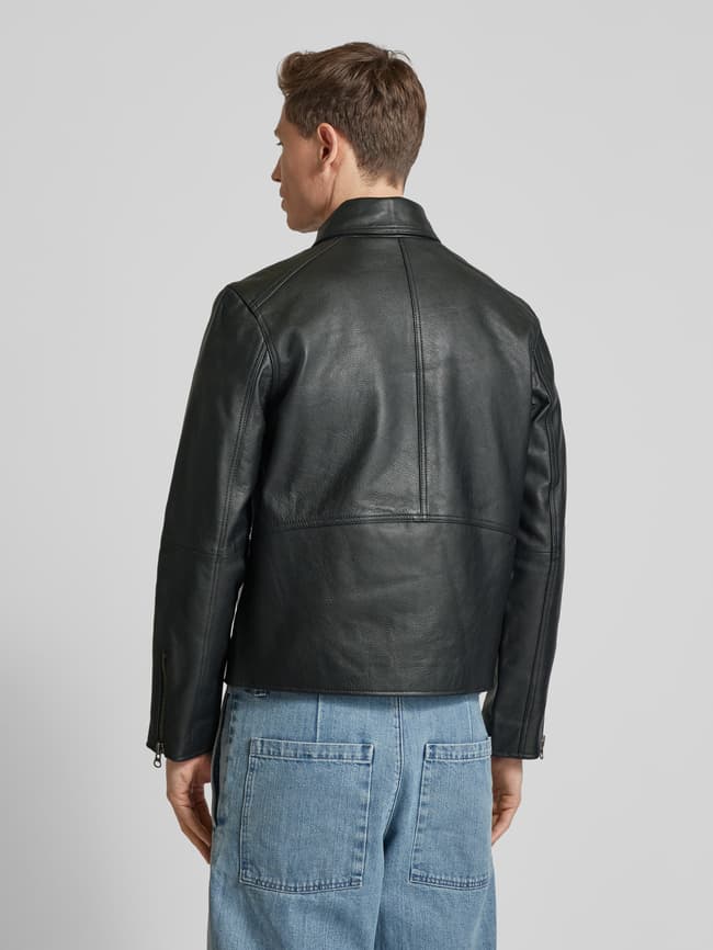 Samsøe Samsøe Lederjacke mit Reißverschlusstaschen Modell 'CLIFF