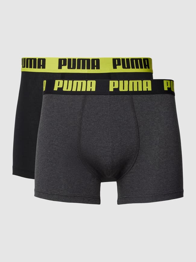 PUMA Boxershorts mit elastischem Logo-Bund im 2er-Pack (dunkelgrau