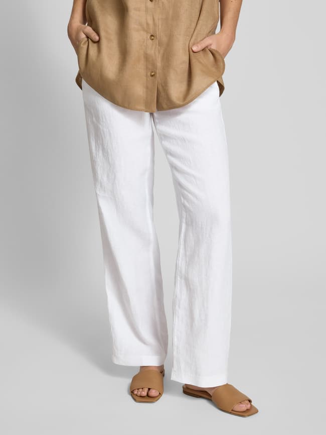Brax Linnen broek met riem, model 'FARINA' in donkerblauw online kopen