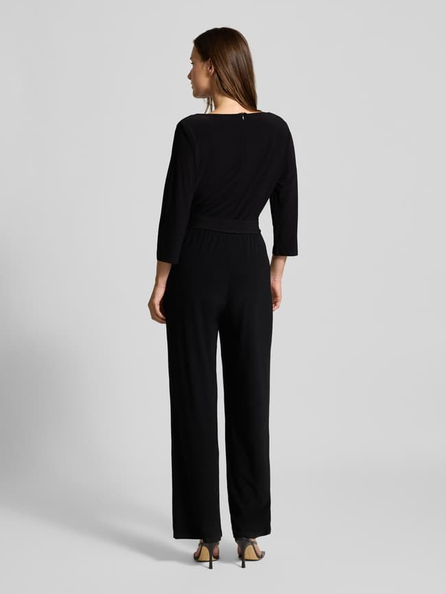 s.Oliver BLACK LABEL Regular fit jumpsuit met cascadehals in zwart
