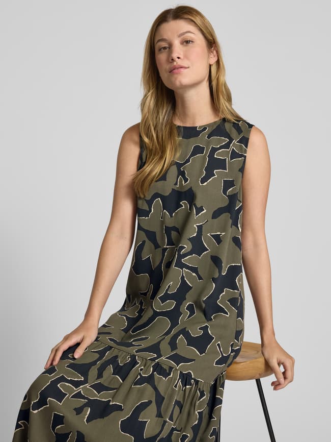 OPUS Midi-jurk met all-over motief, model 'Wicy witty' in petrol online