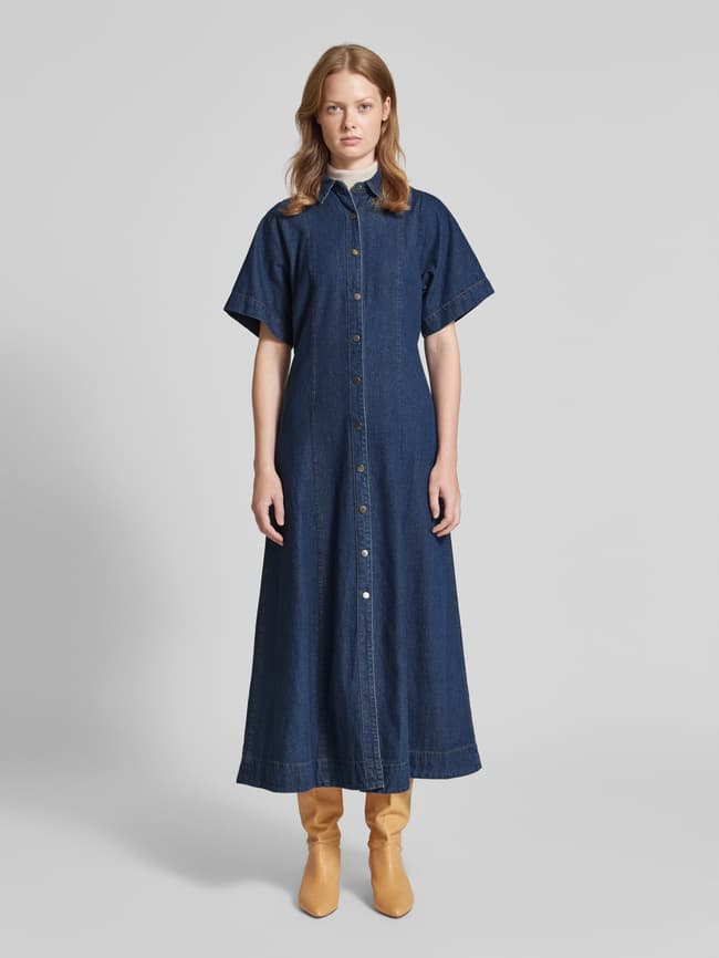 neo noir balli denim dress Neo Noir Jeansjurk met knoopsluiting, model 'Balli' in donkerblauw online kopen