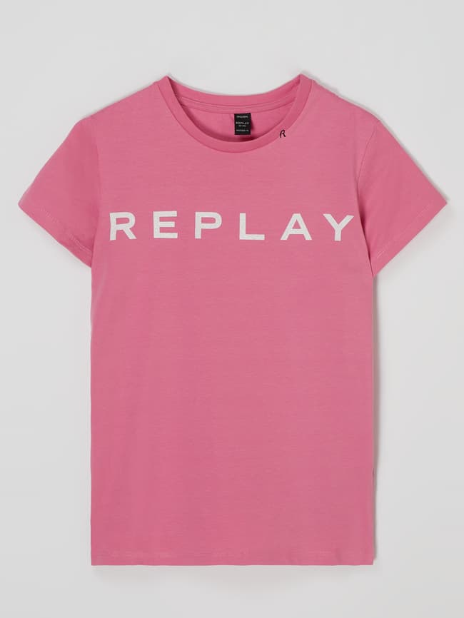 Replay T shirt met glittereffect in roze online kopen P C