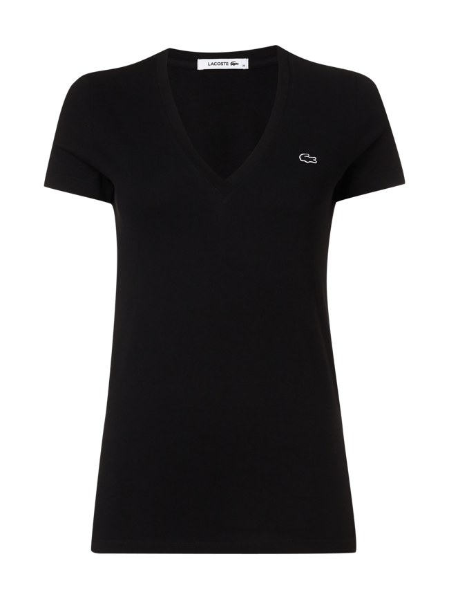 Lacoste T Shirt mit Logo Aufnaher black online kaufen