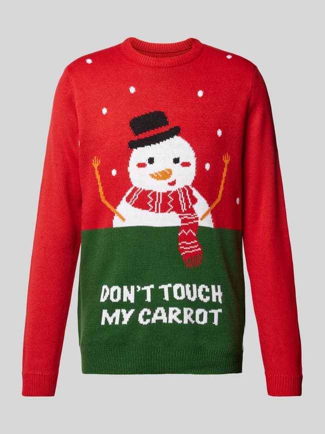 Only Sons Weihnachtspullover mit gerippten Abschlüssen Modell