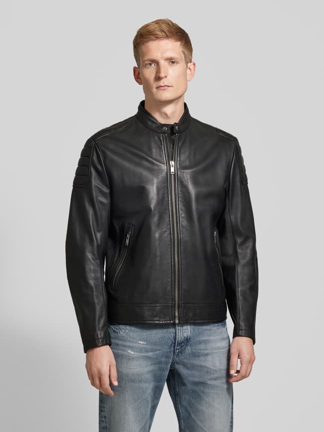 HOT Boss Orange Lederjacke Lammfellkragen BOSS Orange