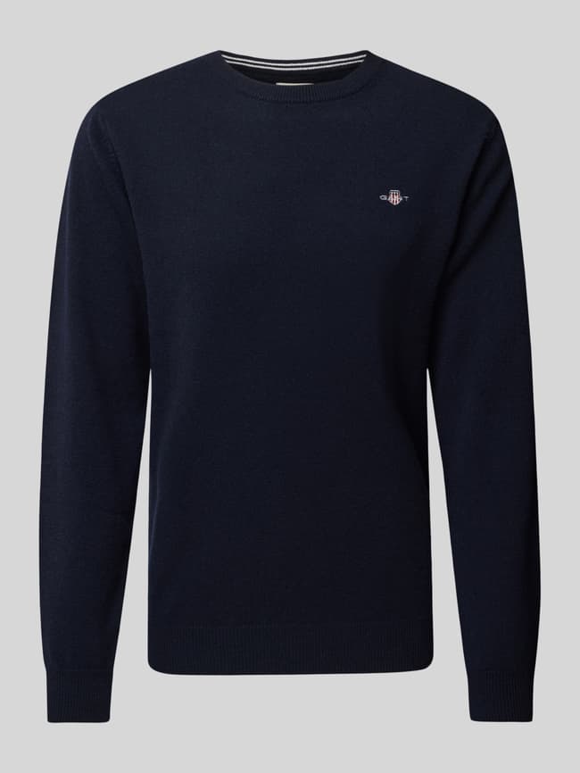 Gant Strickpullover aus Wolle mit Rundhalsausschnitt (marine