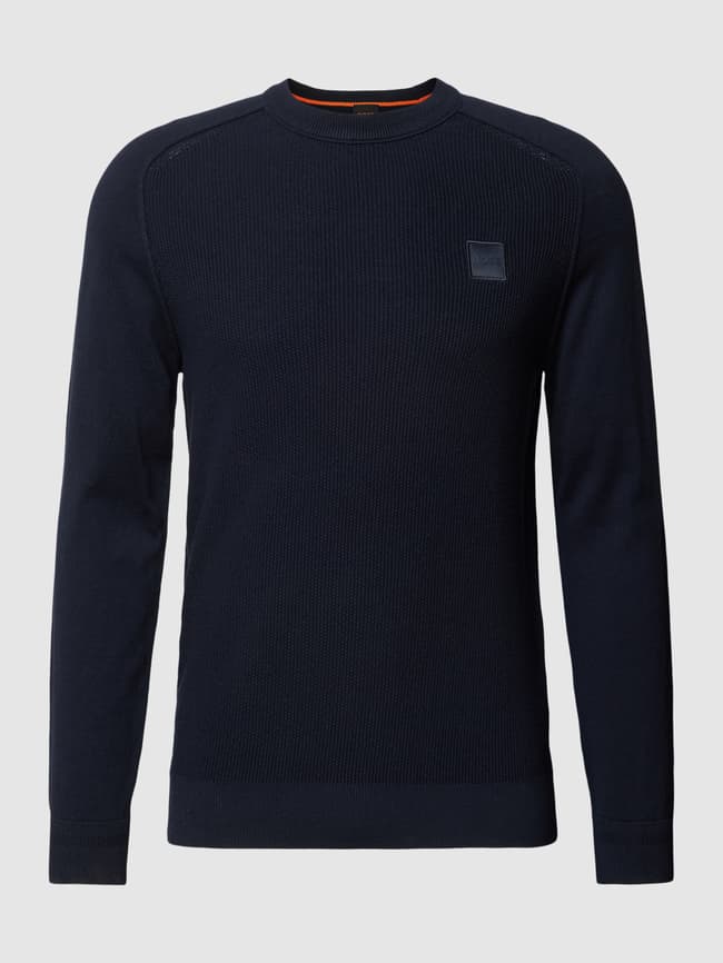 BOSS Orange Strickpullover mit Kaschmir Anteil und Label Patch Modell KESOM marine online kaufen