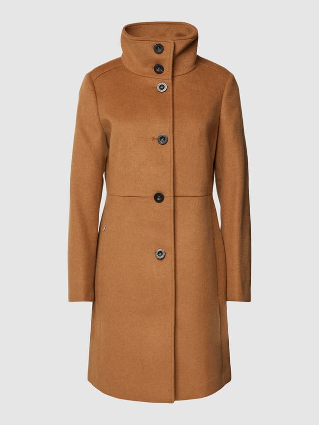 Esprit Collection Mantel aus Lanawoll-Mix mit Stehkragen (camel