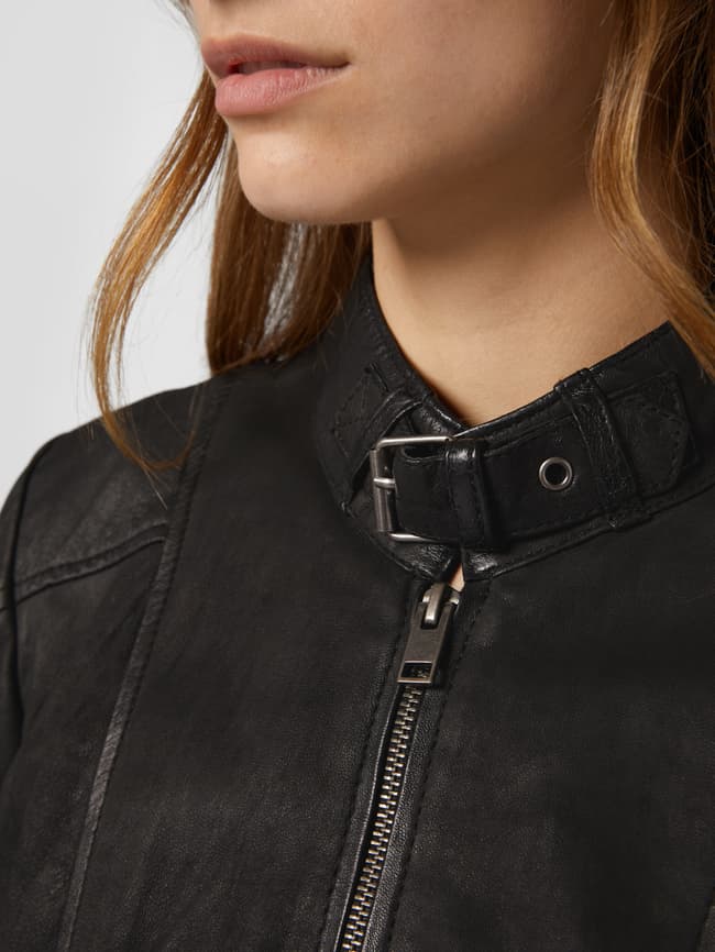 Gipsy Slim Fit Lederjacke im Biker-Look (black) online kaufen