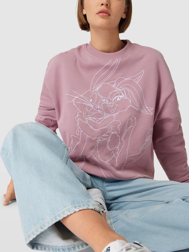 BOSS Sweatshirt mit Motiv Stitching Modell Ecaisa rosa online