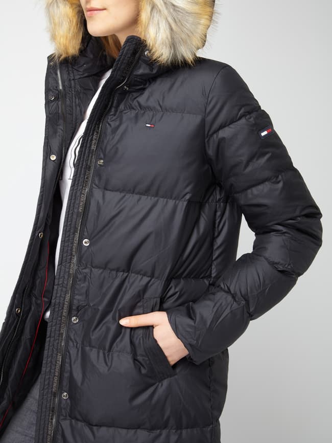 Tommy Jeans Daunenmantel mit abnehmbarem Webpelzbesatz (black 