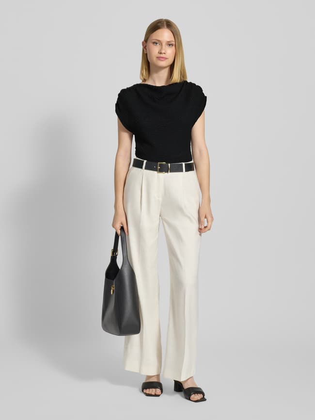 BLACK LABEL Slim Fit T-Shirt mit Wasserfall-Ausschnitt