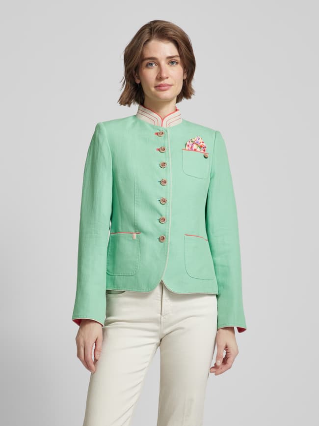 WHITE LABEL Blazer aus Leinen-Baumwoll-Mix mit Stehkragen (mint 