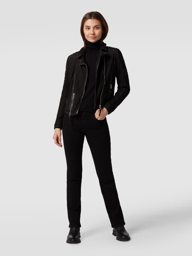 Gipsy Slim Fit Lederjacke im Biker-Look beschichtet (black