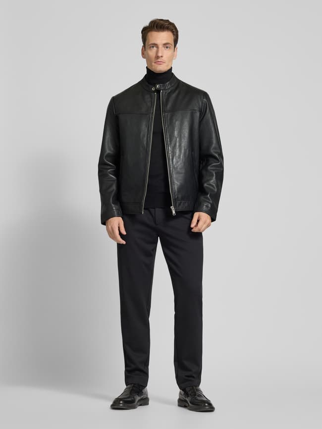 Marc O'Polo Regular Fit Lederjacke mit Baumwoll-Anteil (black