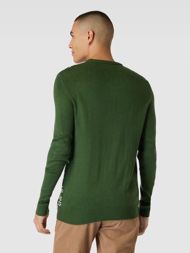 Montego Strickpullover mit Rundhalsausschnitt und Motiv (bottle