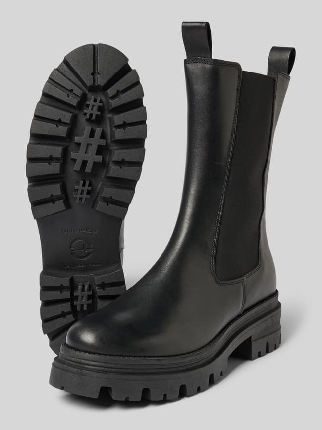 Chelsea Boots Schwarze Stiefel Breiter Schaft Robuste, Kniehohe