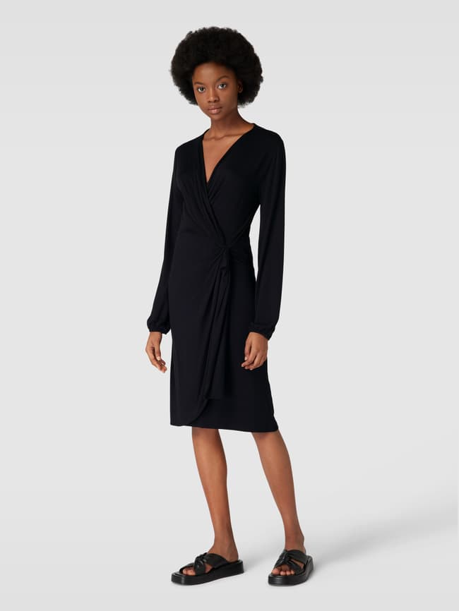 S.Oliver BLACK LABEL Mesh-Kleid In Wickel-Optik – Elegant, Mit Allover-Print & Bindegürtel