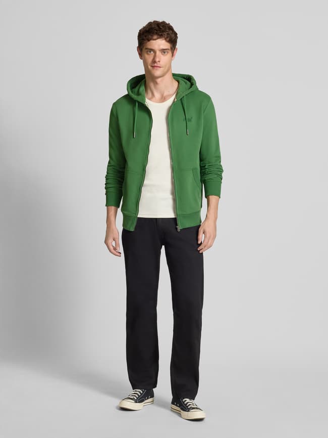 Superdry Sweatjacke mit Känguru-Tasche und Label-Stitching