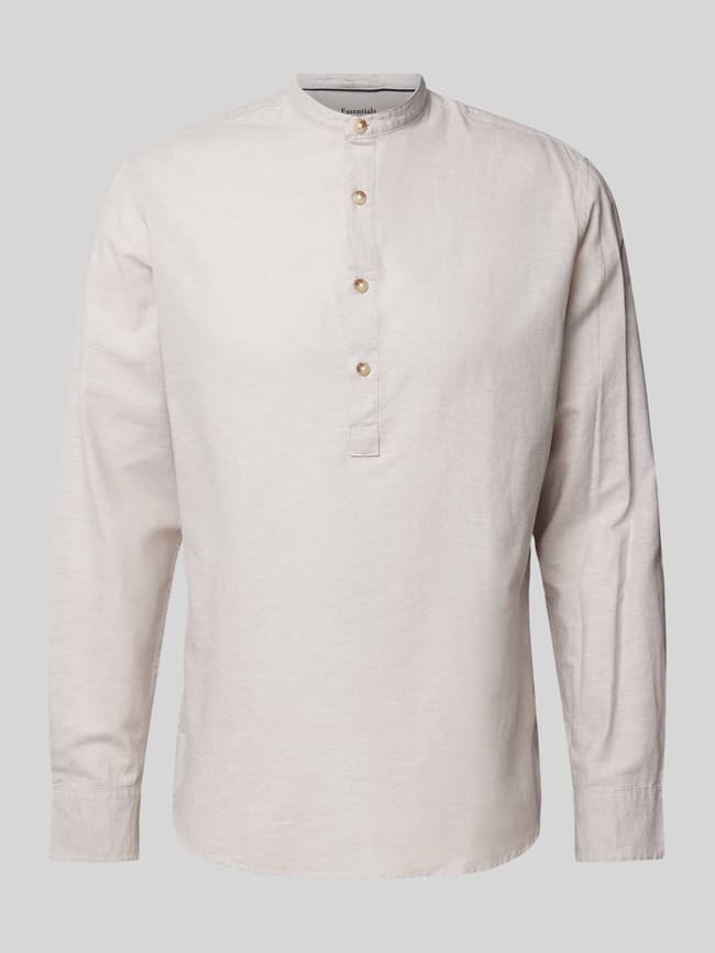 Jack Jones Regular Fit Leinenhemd mit Stehkragen (beige) online