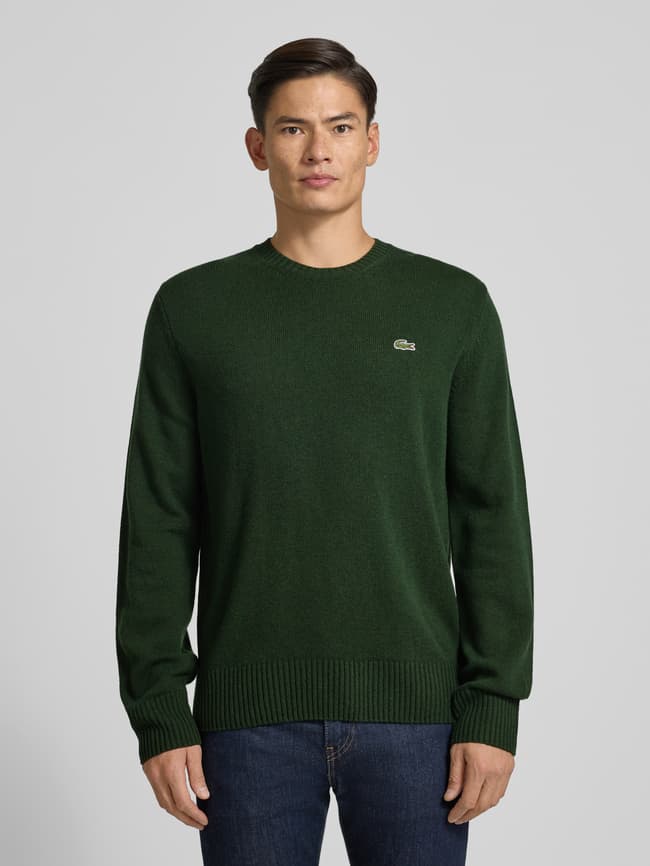 Lacoste Regular Fit Strickpullover aus reiner Wolle (dunkelgruen