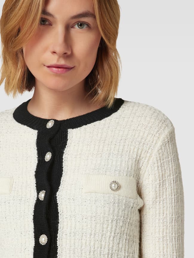 Mango Strick-Cardigan mit Strukturmuster Modell 'FALCO' (offwhite - Main Image