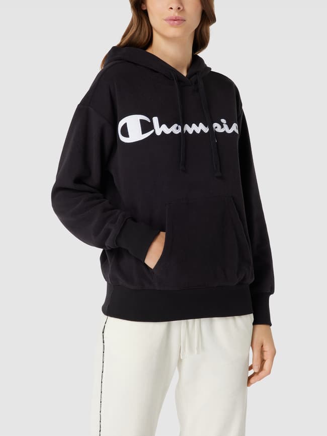 CHAMPION Hoodie mit Label Stitching black online kaufen