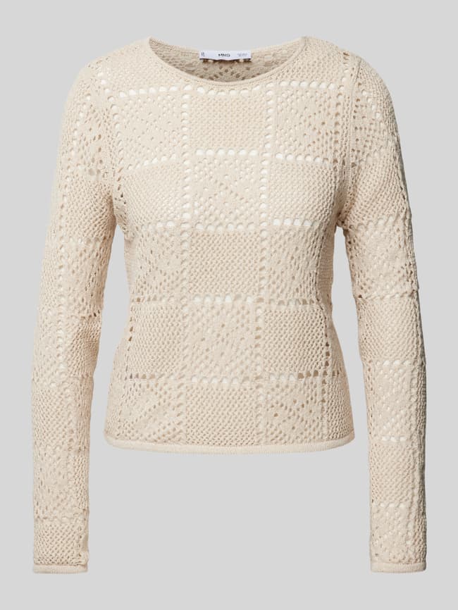Mango Strickpullover mit Lochmuster Modell 'CEDAR' (beige) online