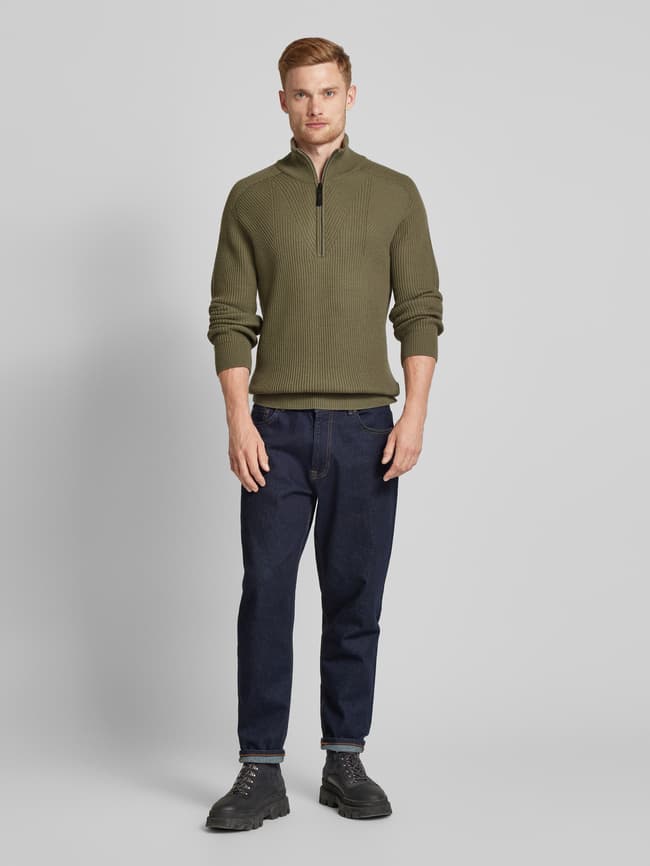 AlphaTauri Strickpullover mit Stehkragen Modell 'FINTO' (oliv