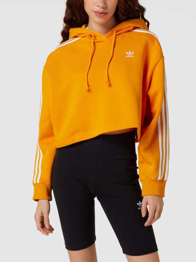 adidas Originals Cropped Hoodie mit Label Streifen orange online kaufen