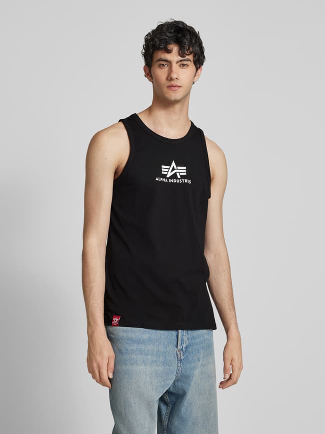 Alpha Industries Herren Tanktop – Logo-Print, Regular Fit, Aus Baumwoll-Rippstoff